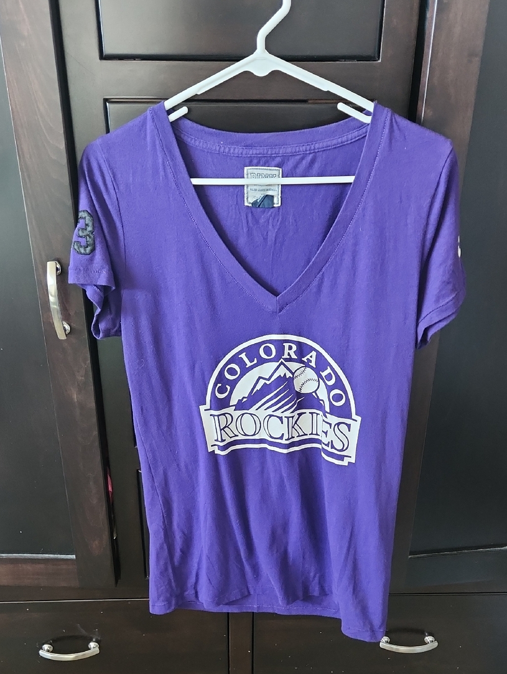 PINK Victoria's Secret Purple Colorado Rockies V-Neck Tee